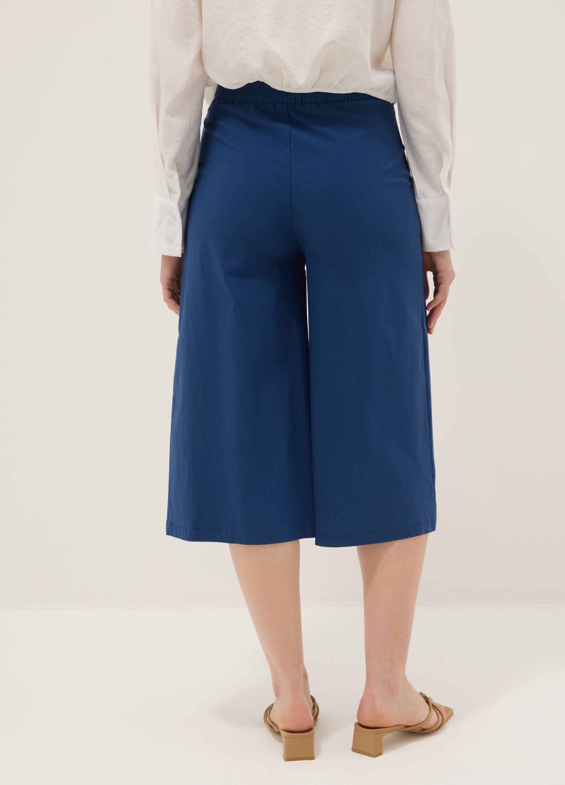 Blue regular fit viscose blend jogger trousers