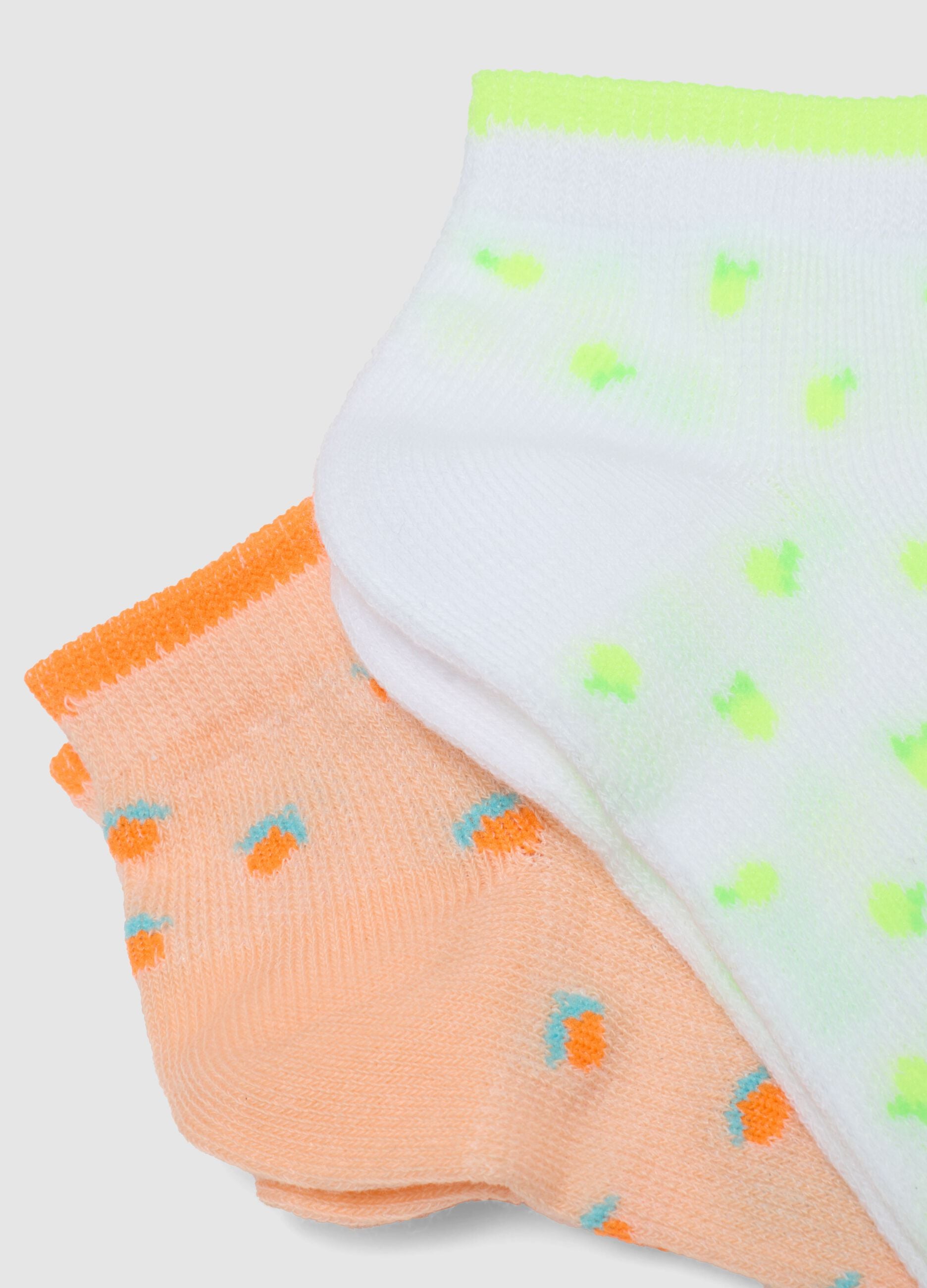 Girls' multicolour cotton blend fruit socks three-pack