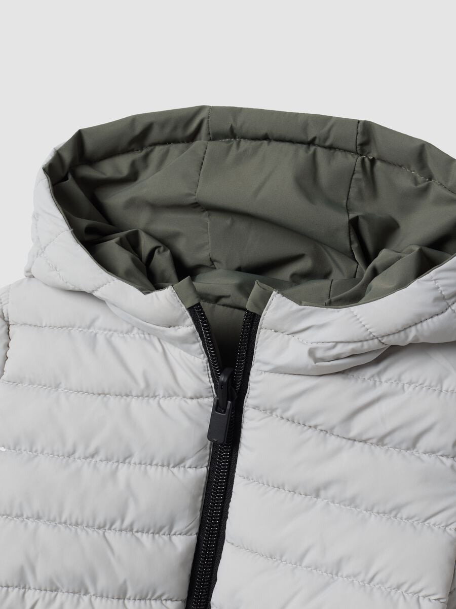 Grey reversible ultralight hooded zip jacket for boys_2