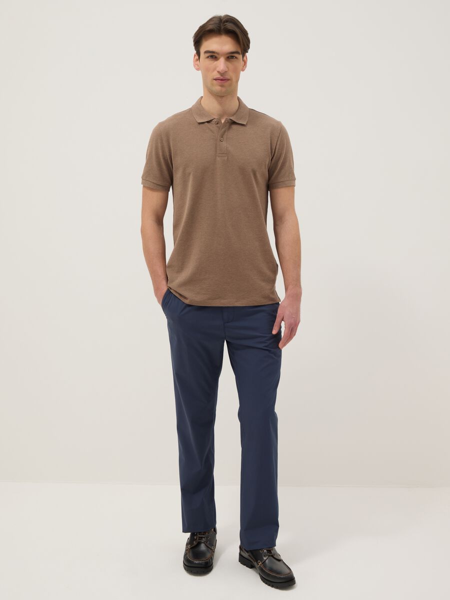 Brown pure cotton short-sleeve regular fit polo_1