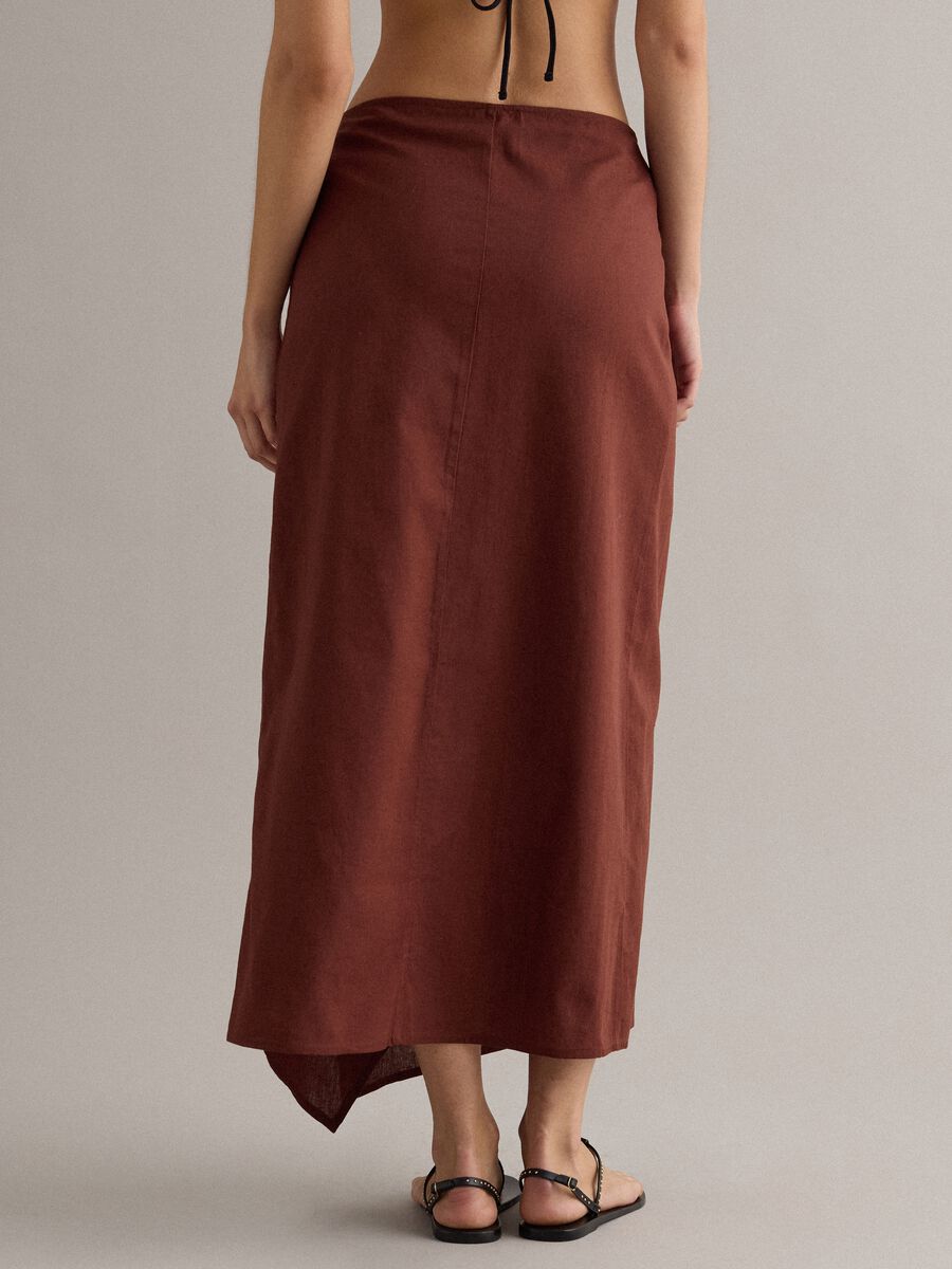 Pareo marrone in misto cotone e lino_2