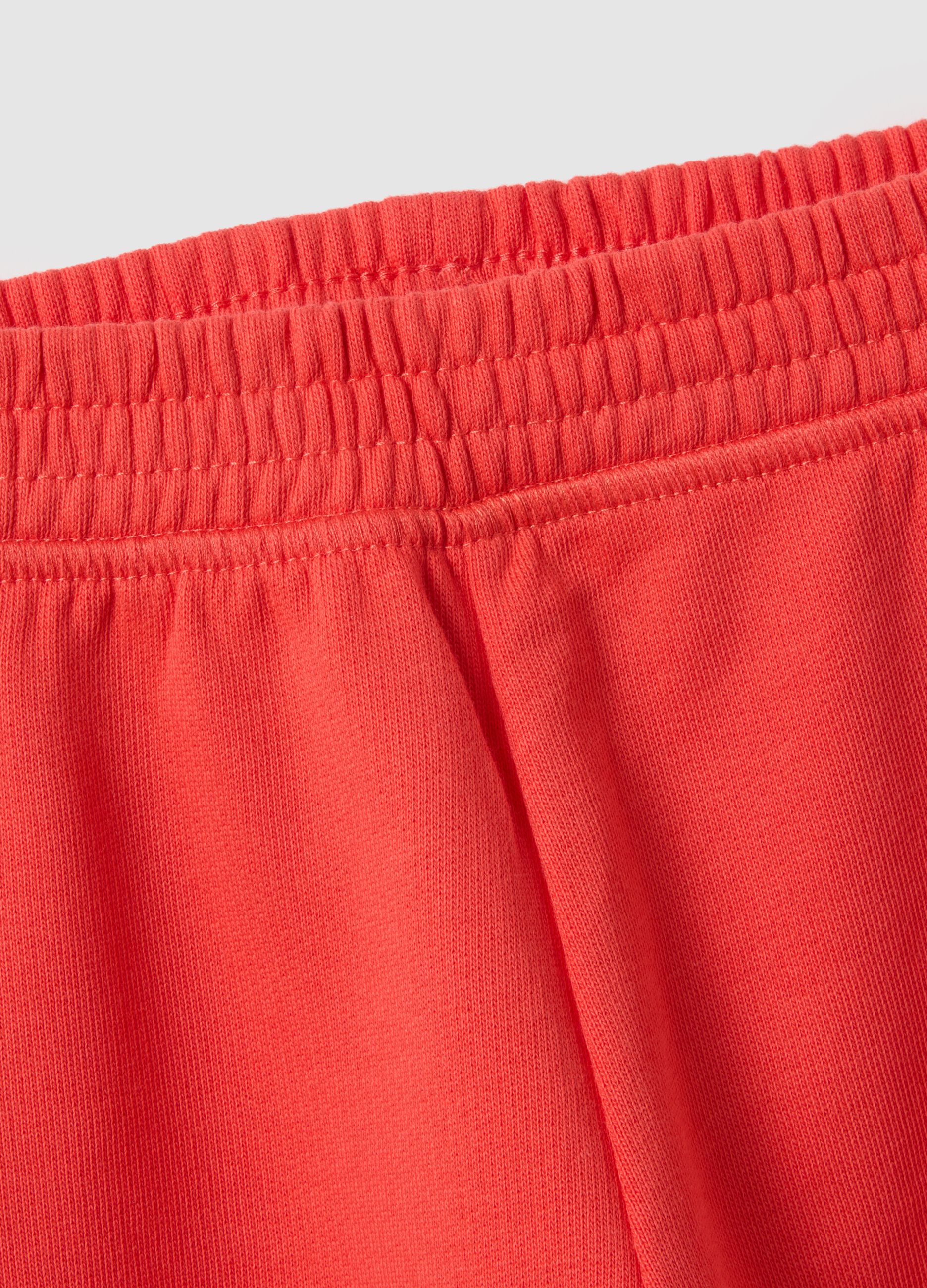 Girls' Orange Cotton Jogger Trousers, Regular Fit