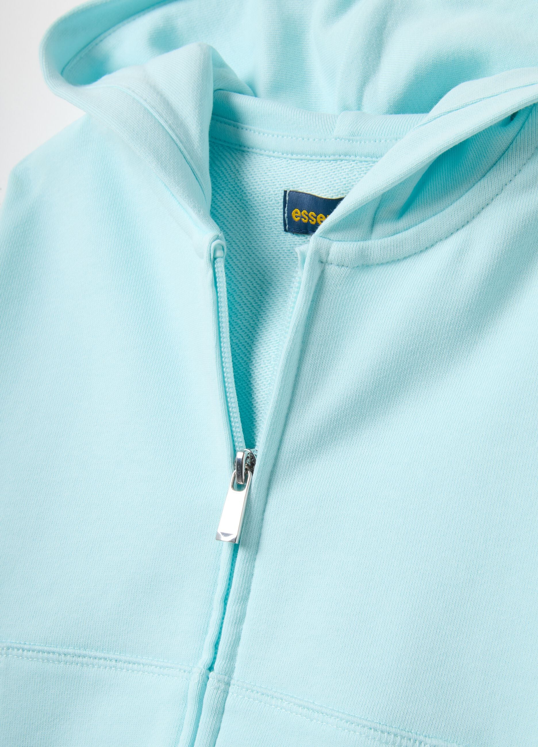 Girls' blue hoodie with zip made from pure cotton, regular fit