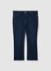Blue stretch flare cut jeans_4