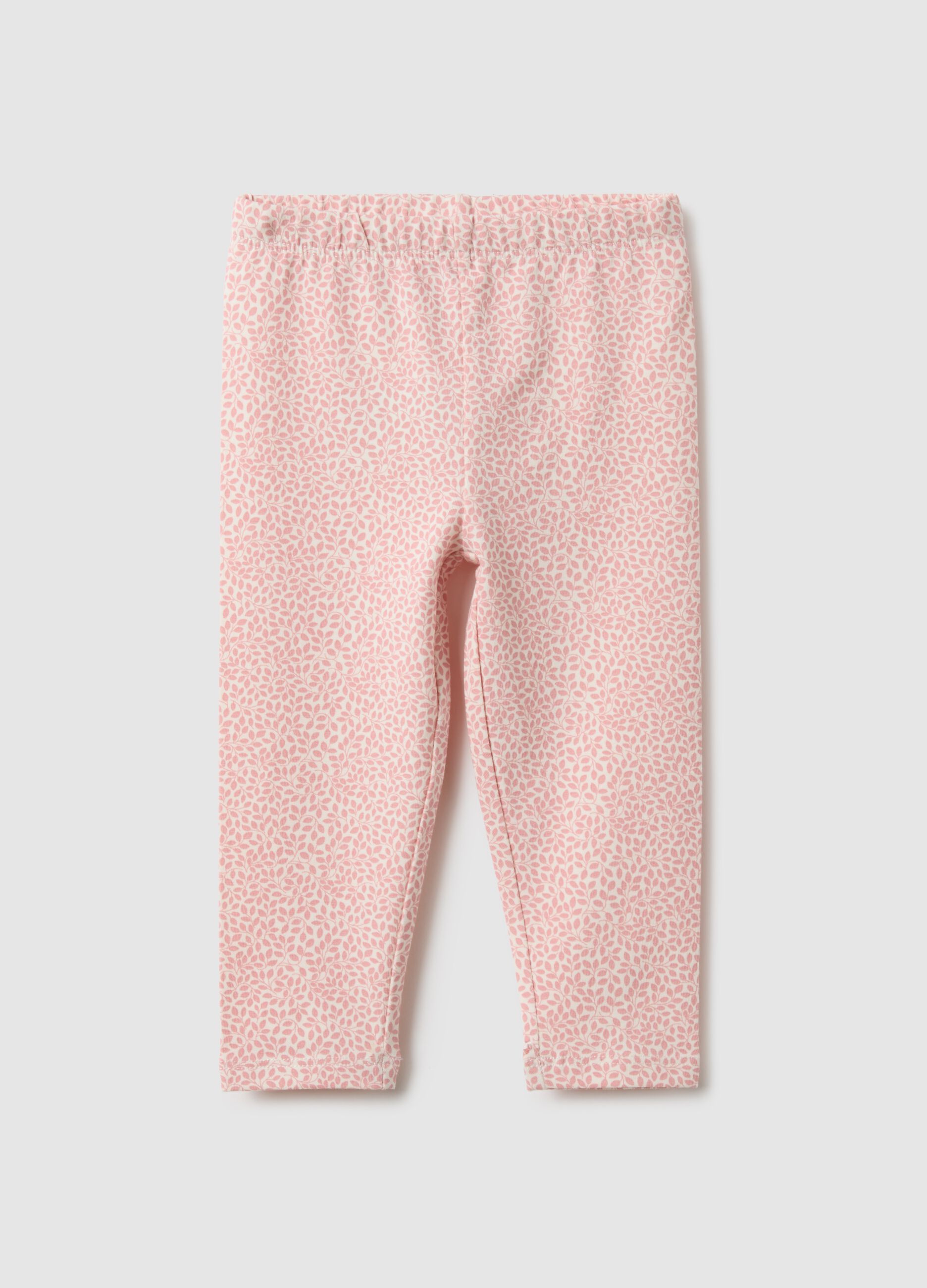 Pink Slim Fit Cotton Stretch Leggings for Girls