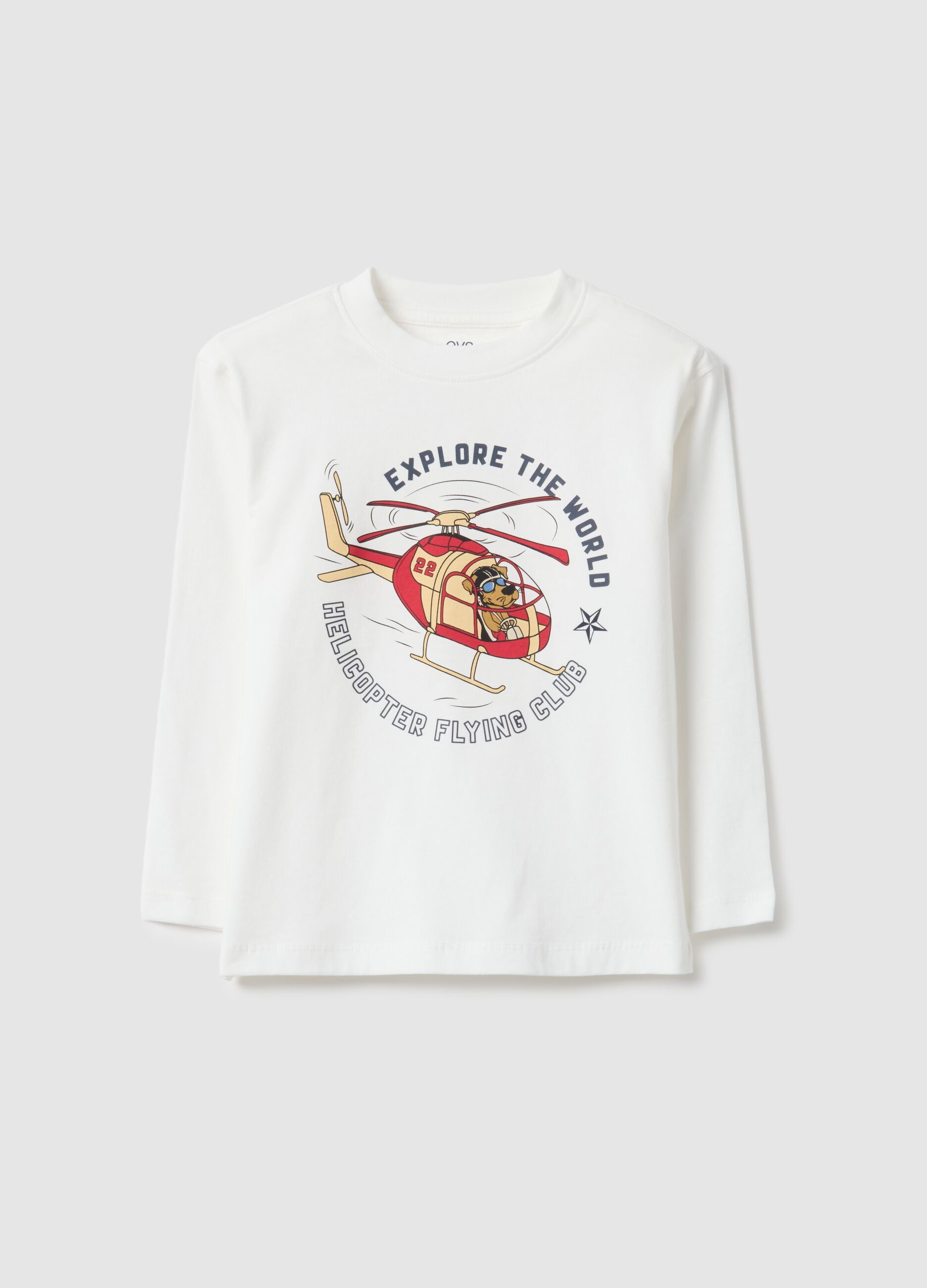 Children's white pure cotton oversized t-shirt with print
