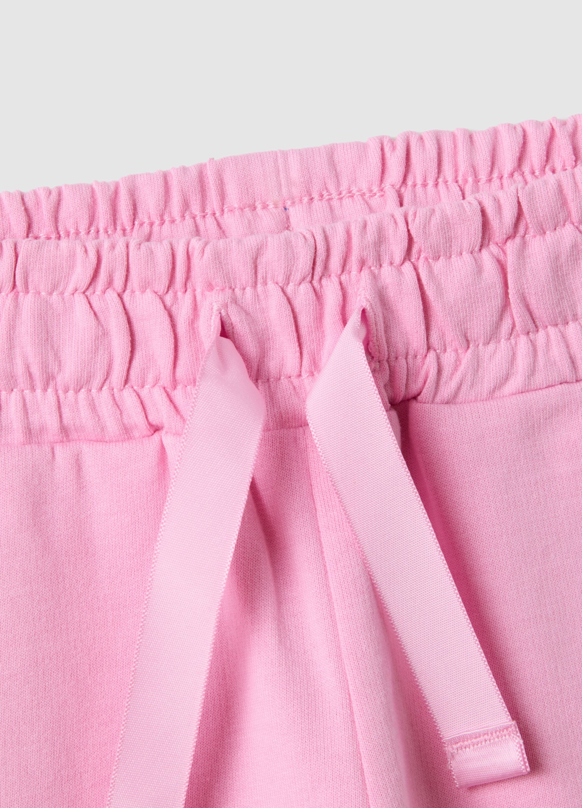 Girls' pink pure cotton shorts with regular fit