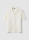 White short sleeve pure linen shirt regular fit_4