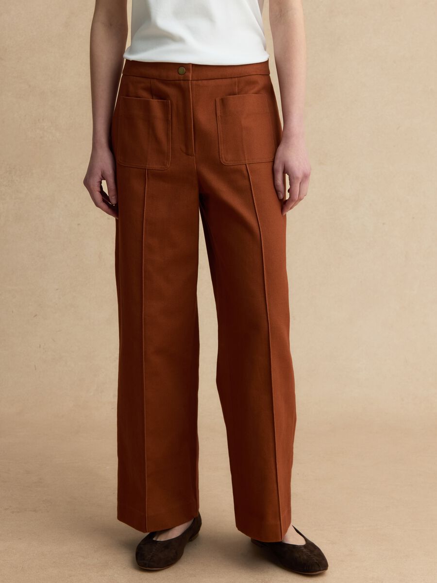 Brown pure cotton trousers_1
