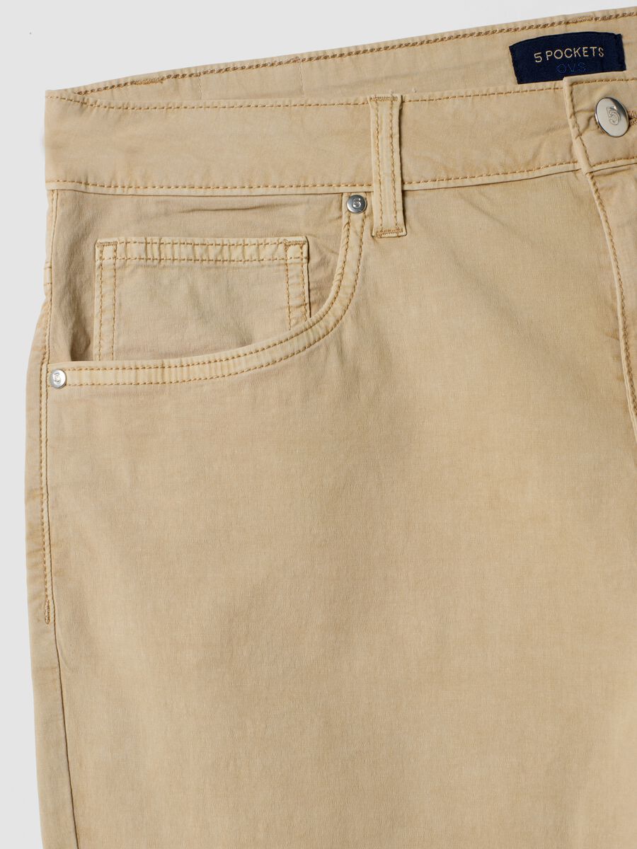 Beige stretch-cotton Bermuda shorts, regular fit_5