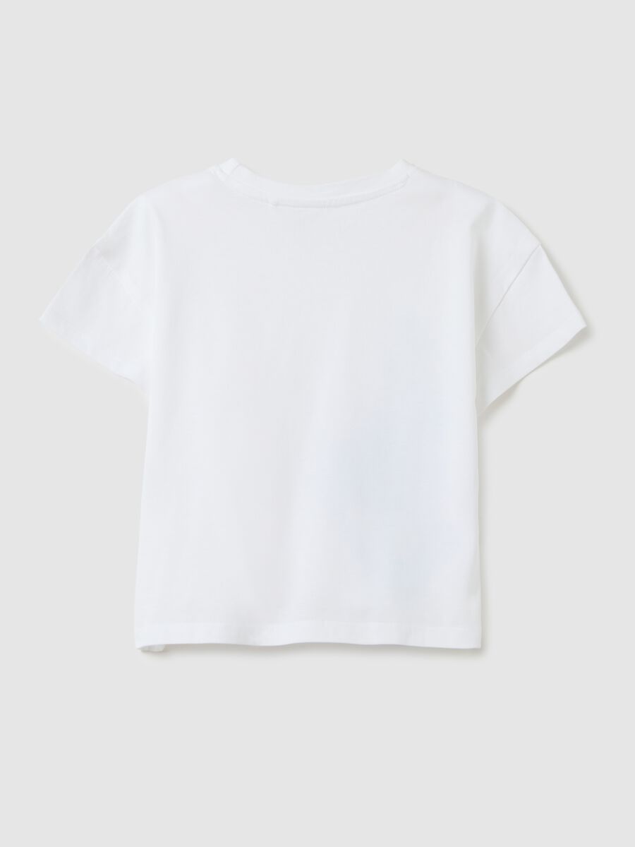 Girls&rsquo; white regular-fit T-shirt in 100% cotton with print_1
