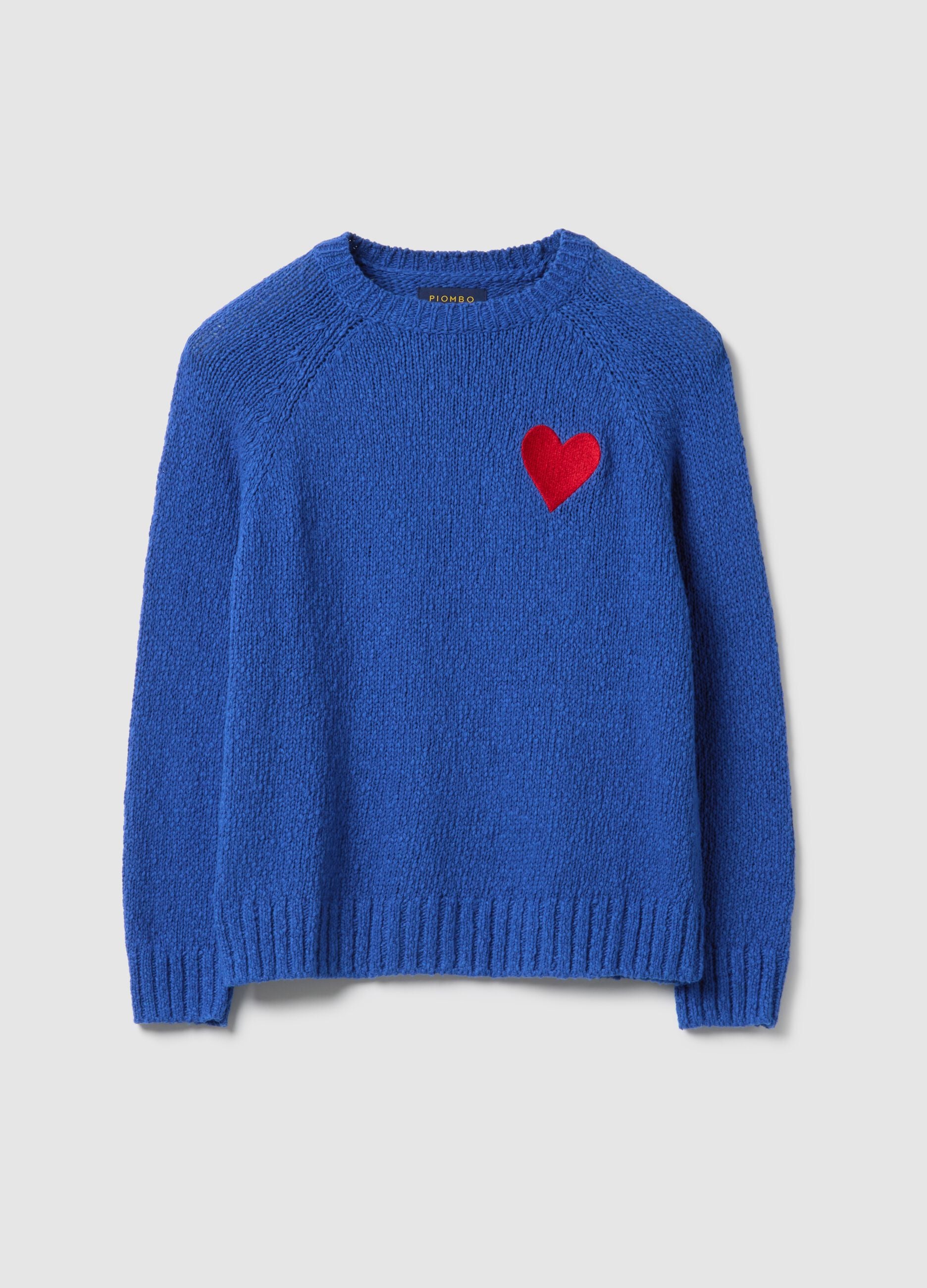Blue pure cotton jumper regular fit with heart