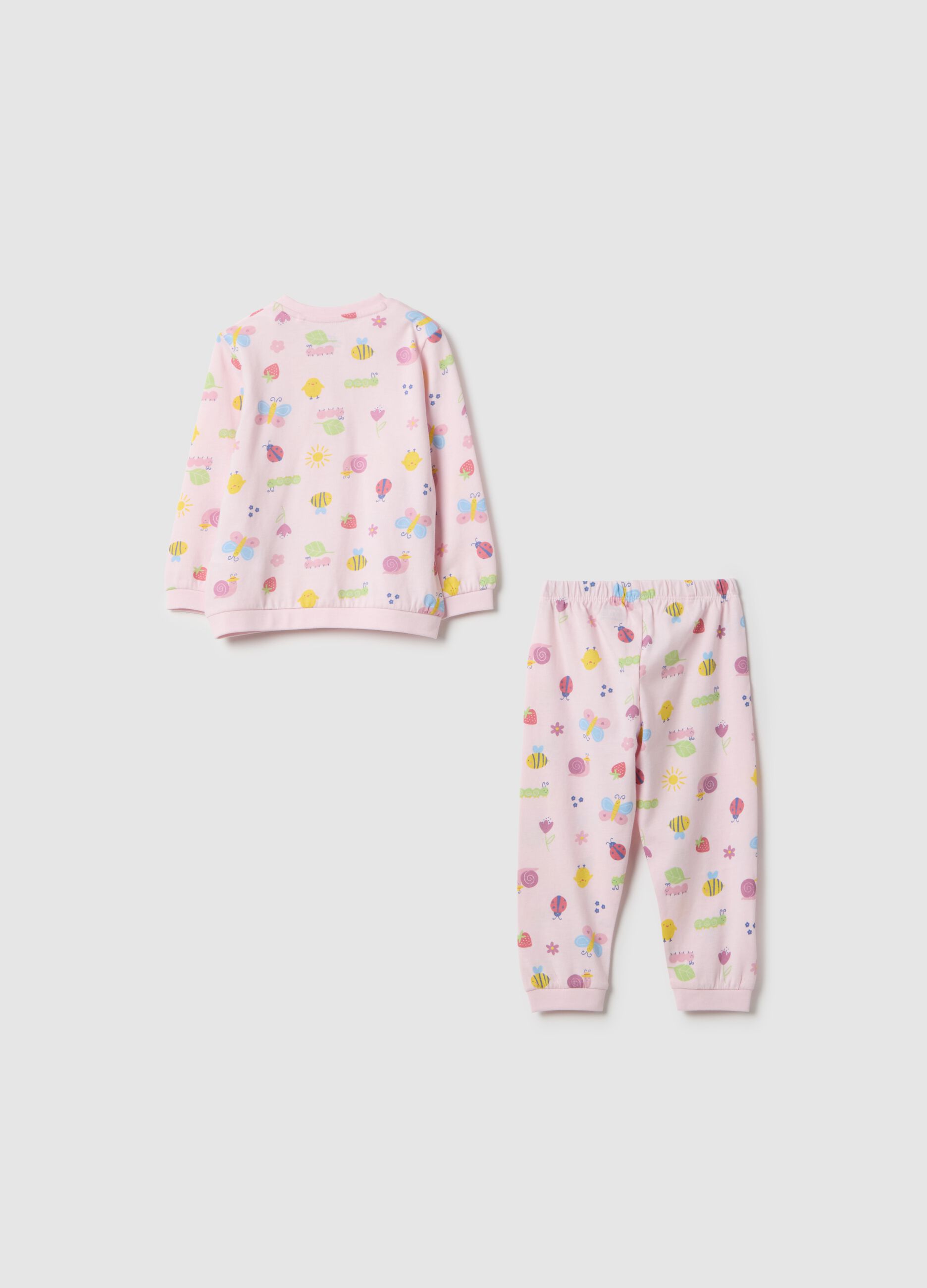 Pink baby girl pyjamas in pure cotton regular fit with prints