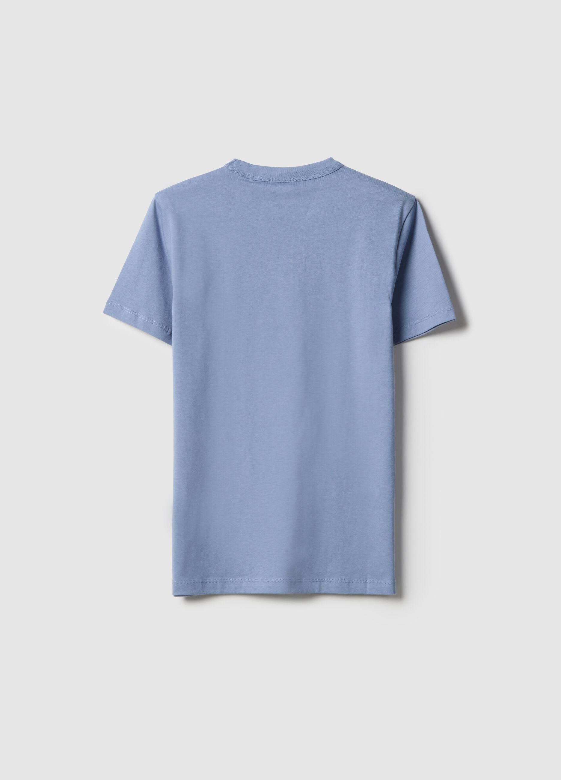 Boys' light blue crew neck T-shirt in pure cotton over fit