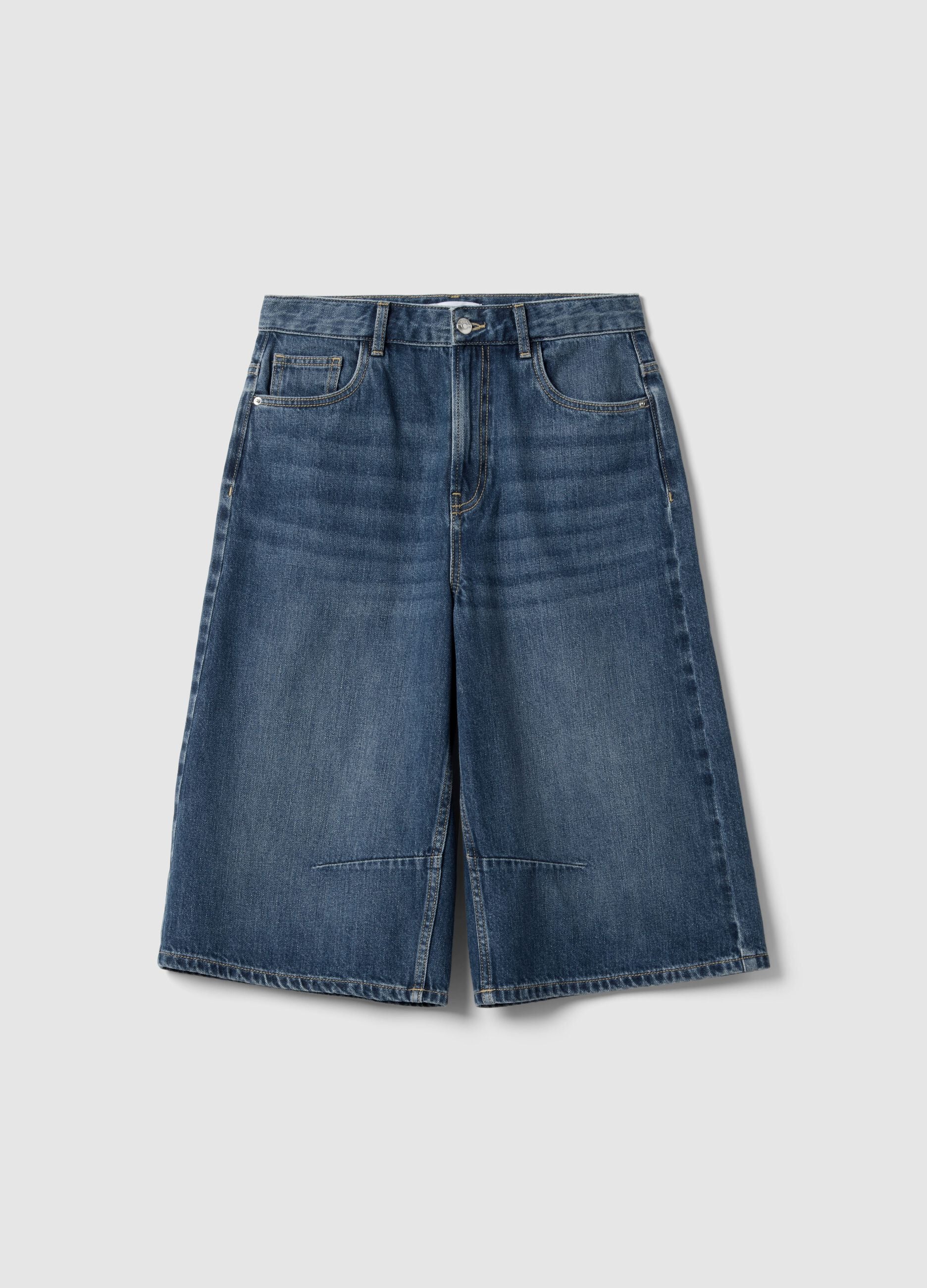 Baggy shorts in pure blue denim cotton