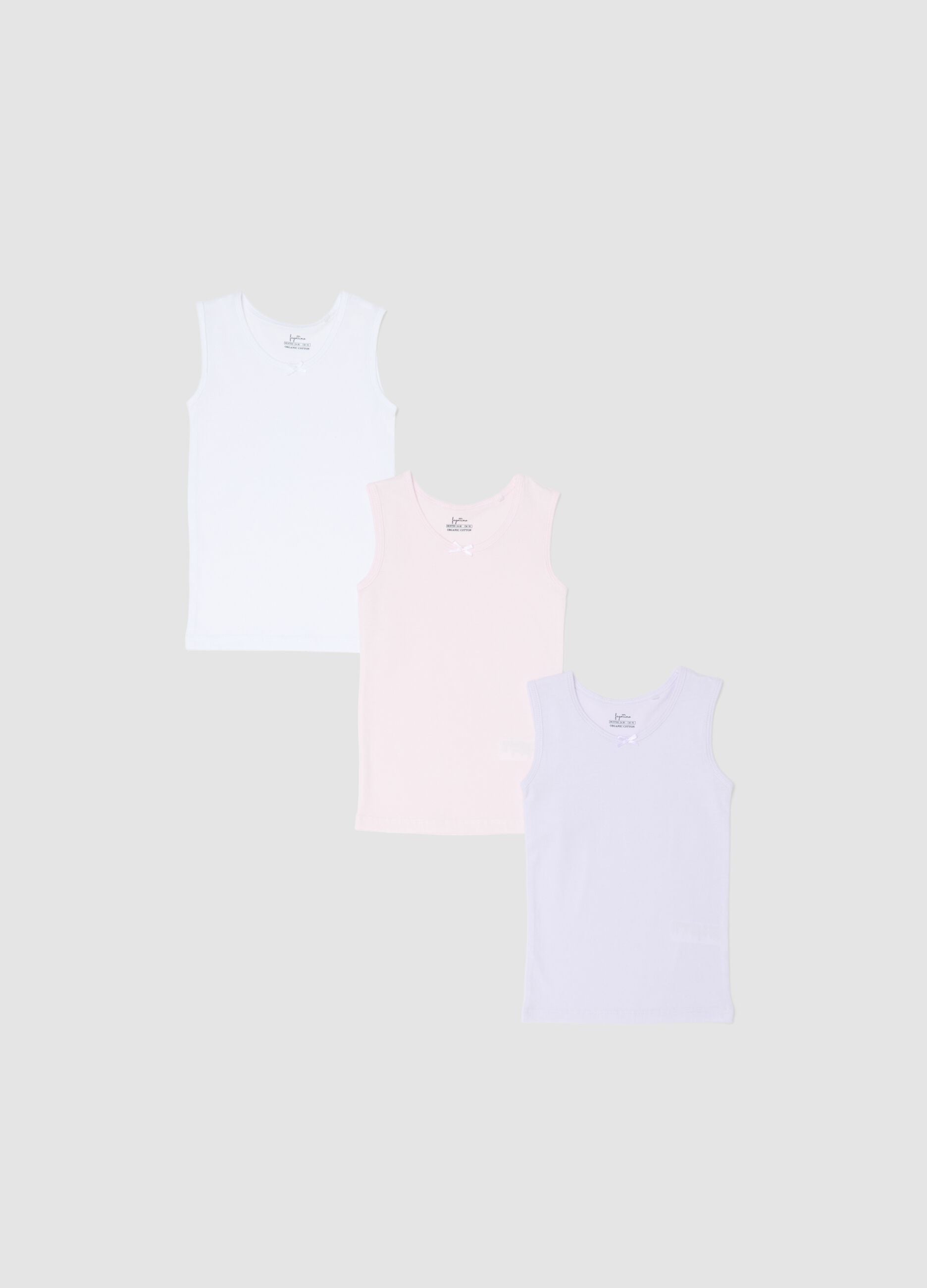 Set of three multicolour cotton vests for baby girls regular fit