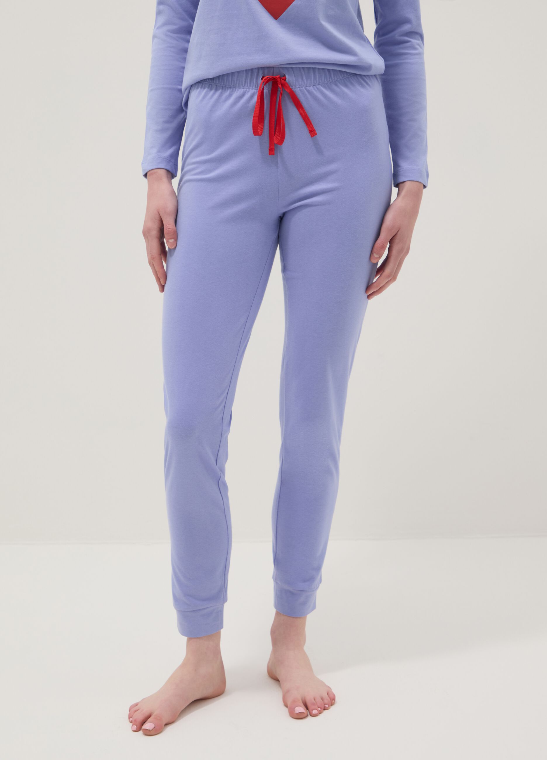 Purple pure cotton regular fit pyjamas with heart