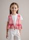 White stretch cotton T-shirt with patterned insert_0