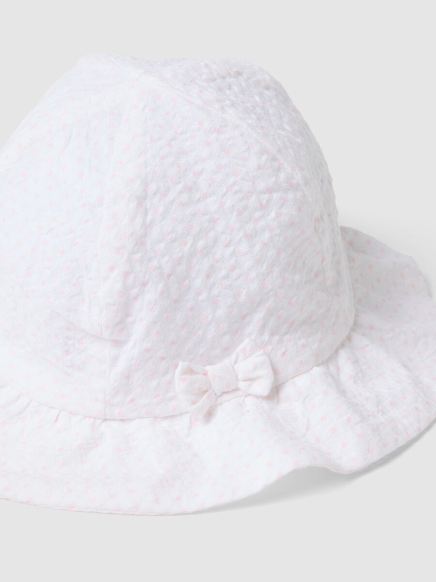 Pure White Cotton Baby Hat with Bow_1