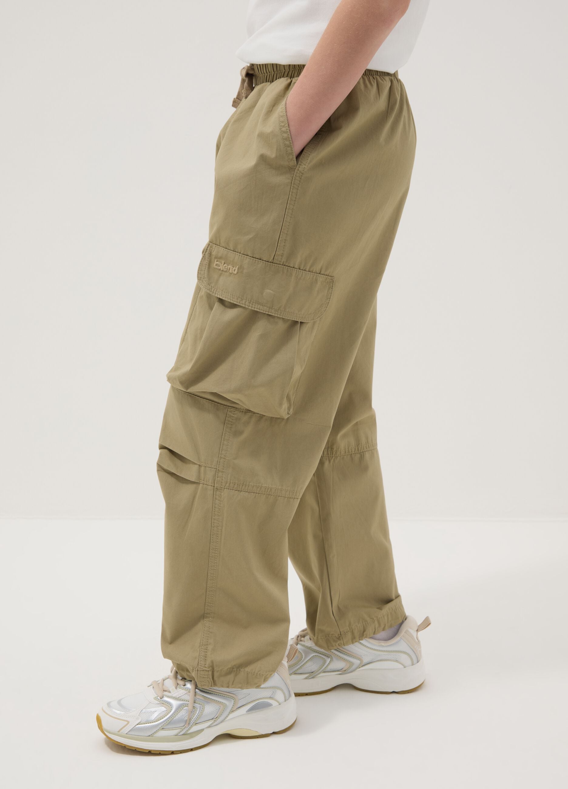 Beige cargo trousers in pure cotton regular fit for boys