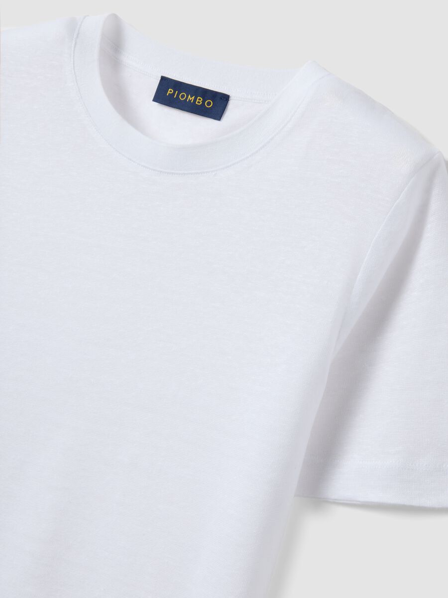 White pure linen regular-fit short-sleeve T-shirt_5