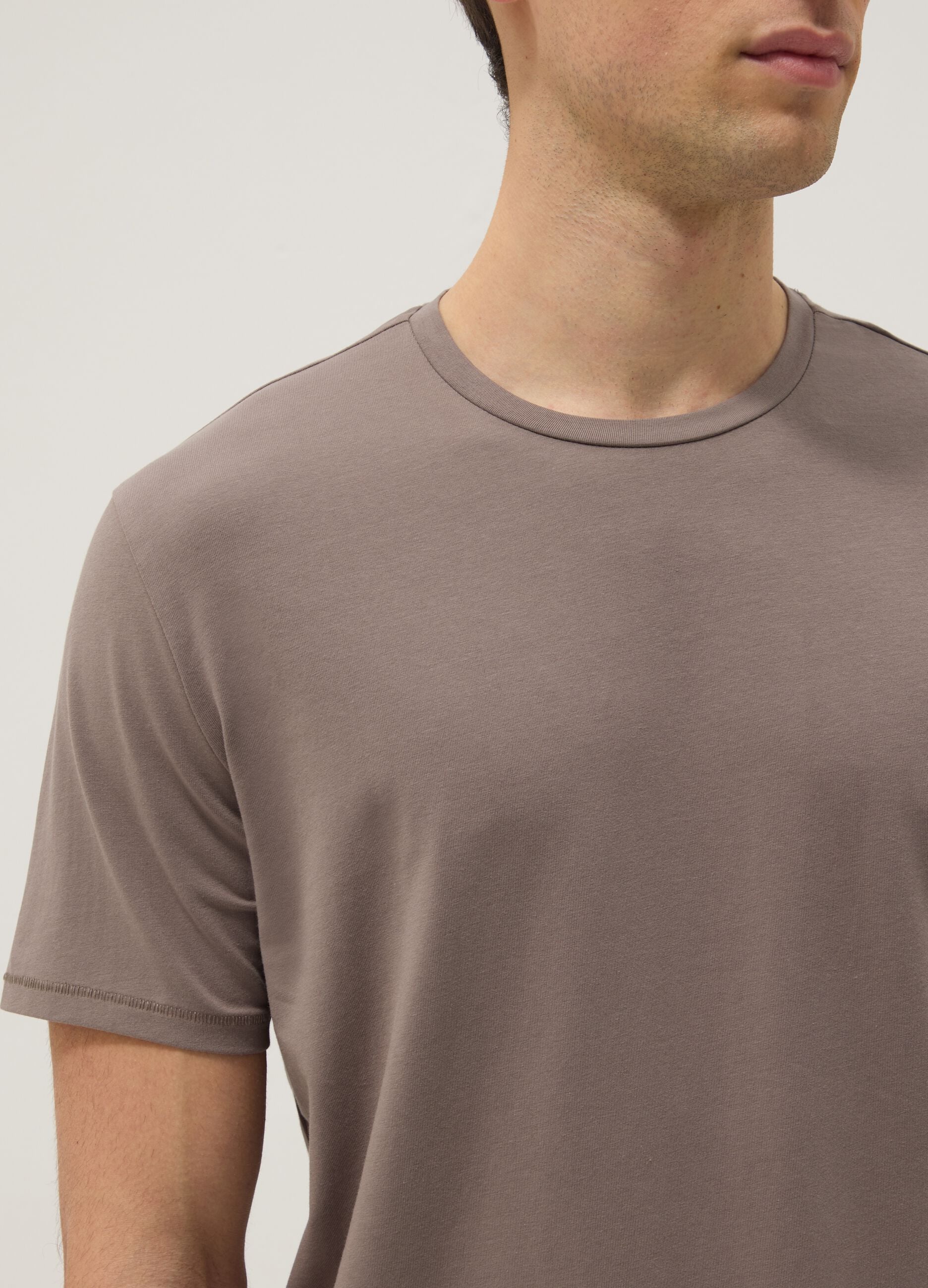 Grey slim fit stretch cotton T-shirt