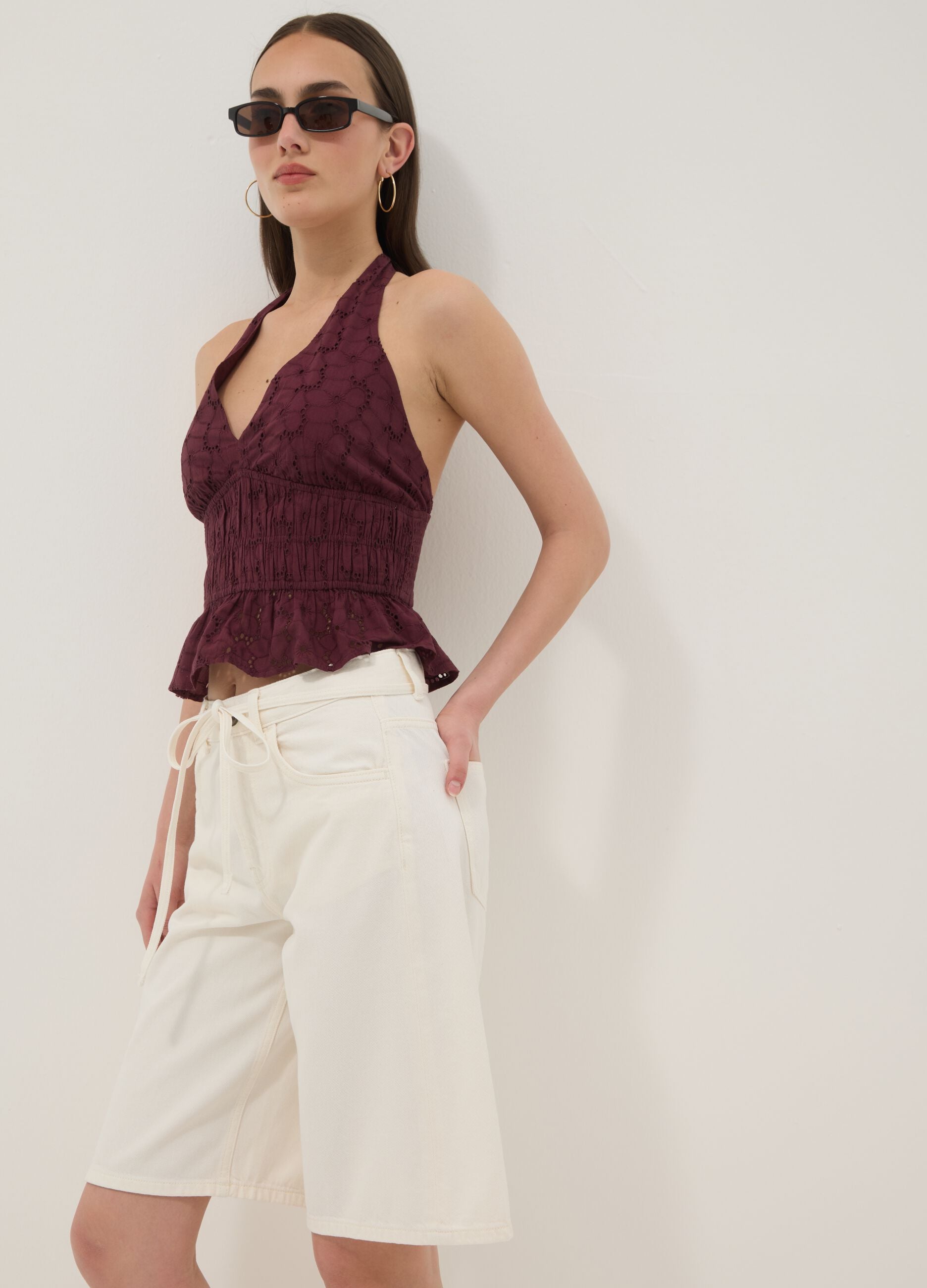 White pure cotton Bermuda shorts