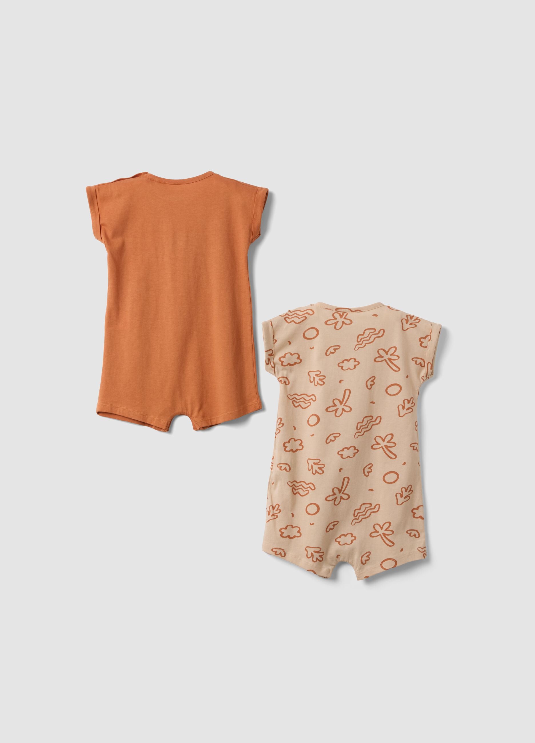 Two-pack of orange organic cotton rompers