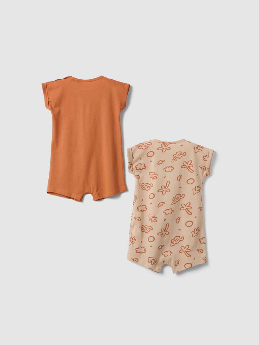 Two-pack of orange organic cotton rompers_1