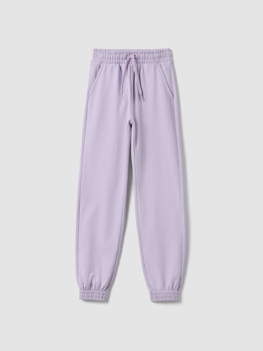 Pantaloni jogger viola in puro cotone organico regular fit per ragazza_0