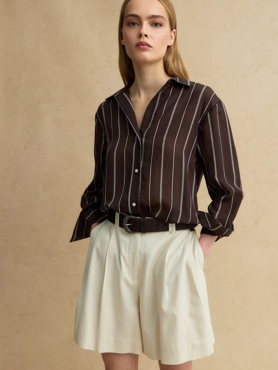 Multicolour striped lyocell blend shirt in regular fit_1