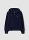 Blue organic cotton hooded zip-up sweatshirt with star detail for girls_0