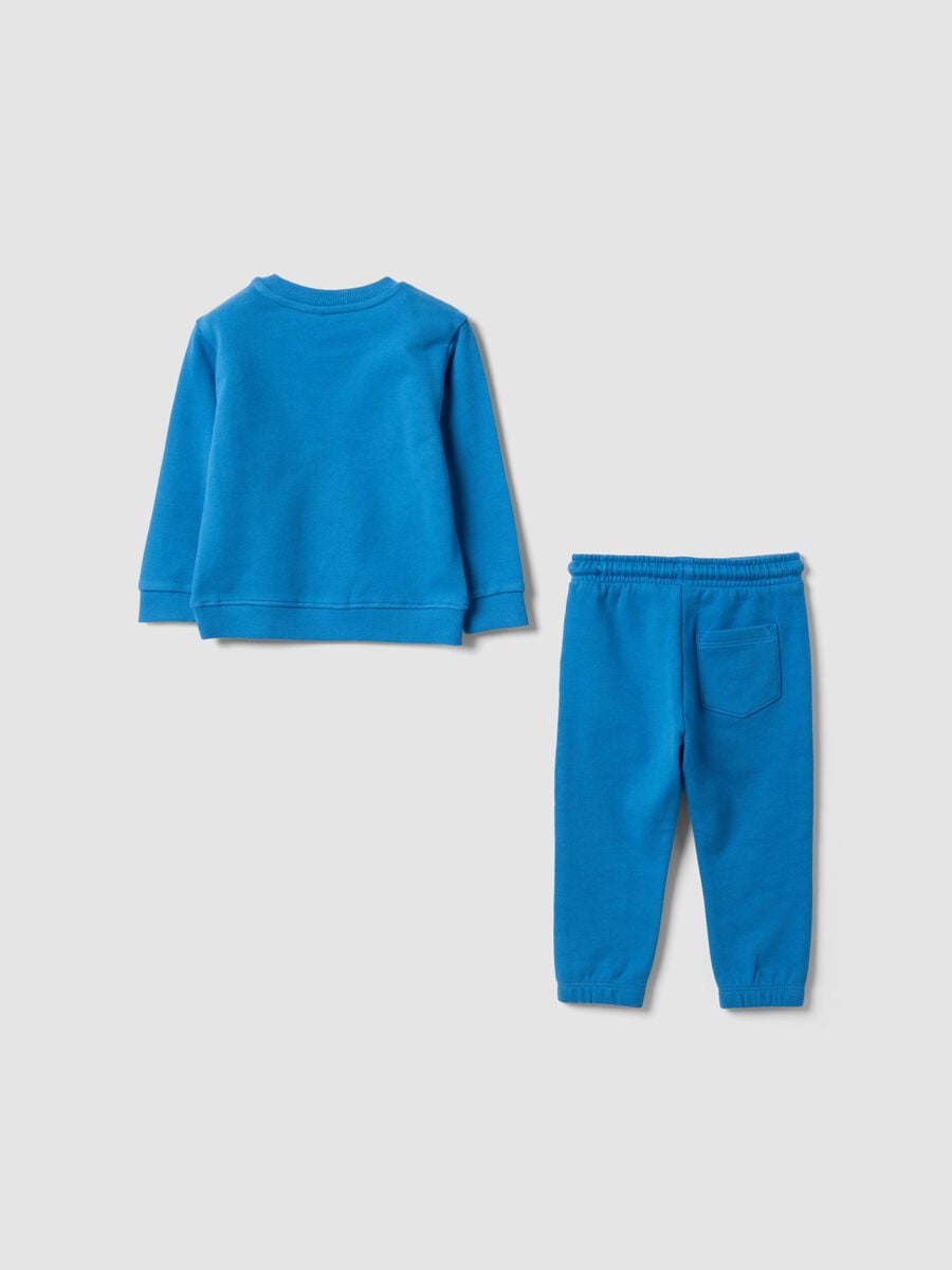 Blue pure cotton crew-neck tracksuit set for boys_1