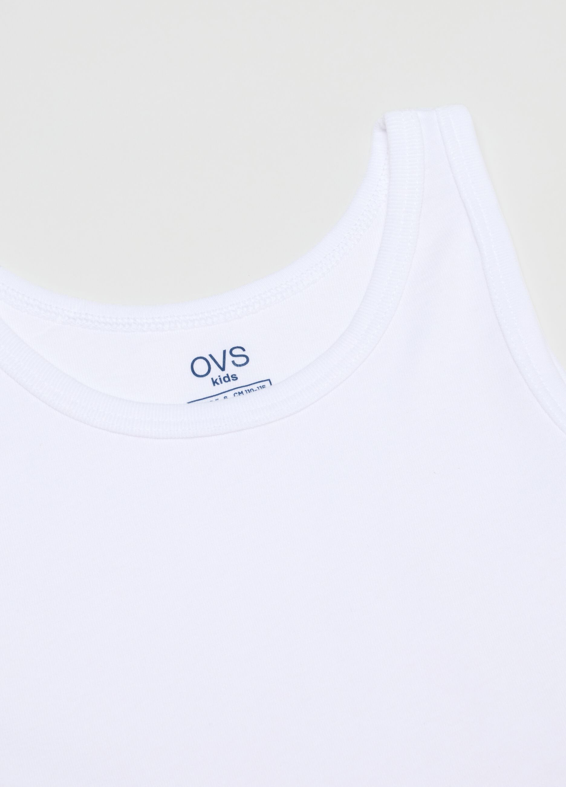 Pack of white sleeveless children's t-shirts in pure cotton regular fit