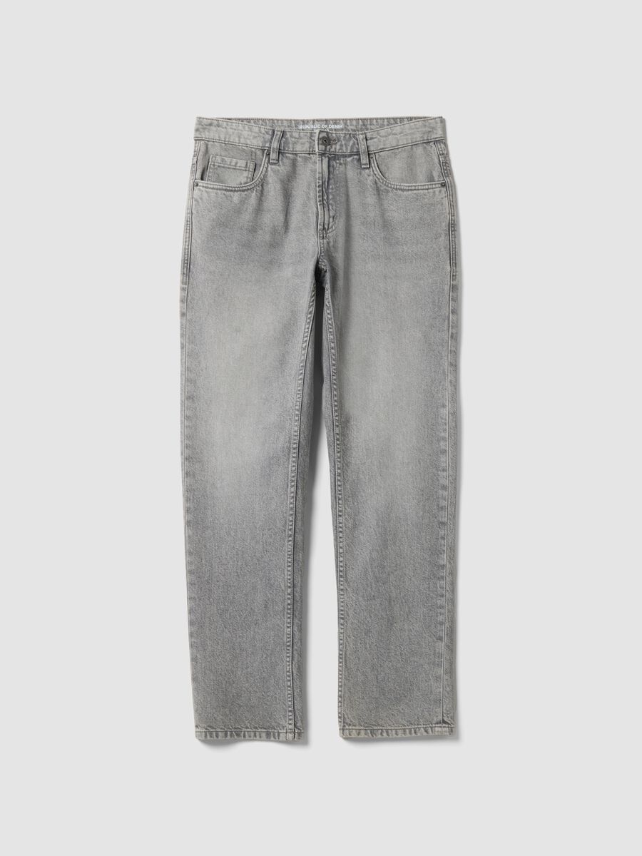 Grey regular-fit denim jeans in pure cotton_0