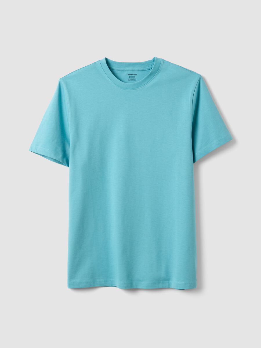 Short-sleeved pure cotton blue regular fit T-shirt_4