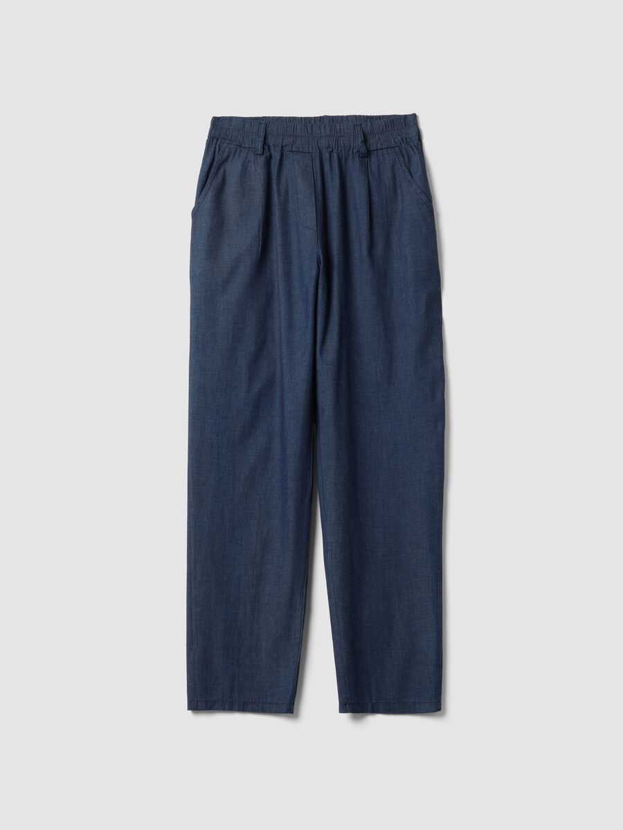 Blue stretch cotton trousers_4