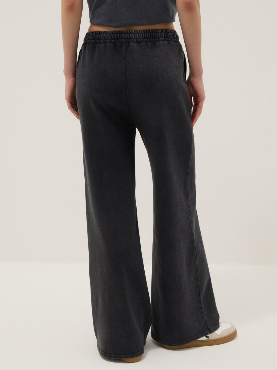 Black pure cotton wide leg jogger trousers_2