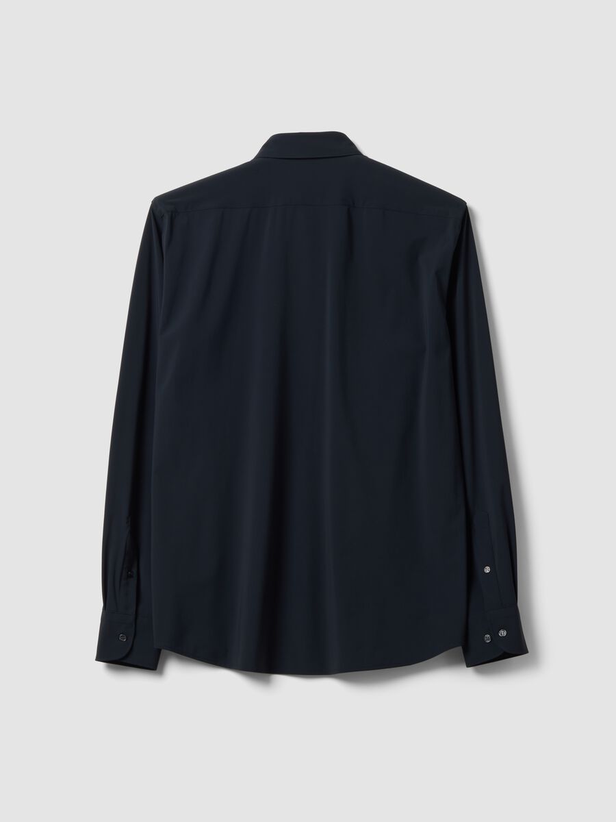 Camicia nera in tessuto elasticizzato traspirante e 4 Way Stretch slim fit_2