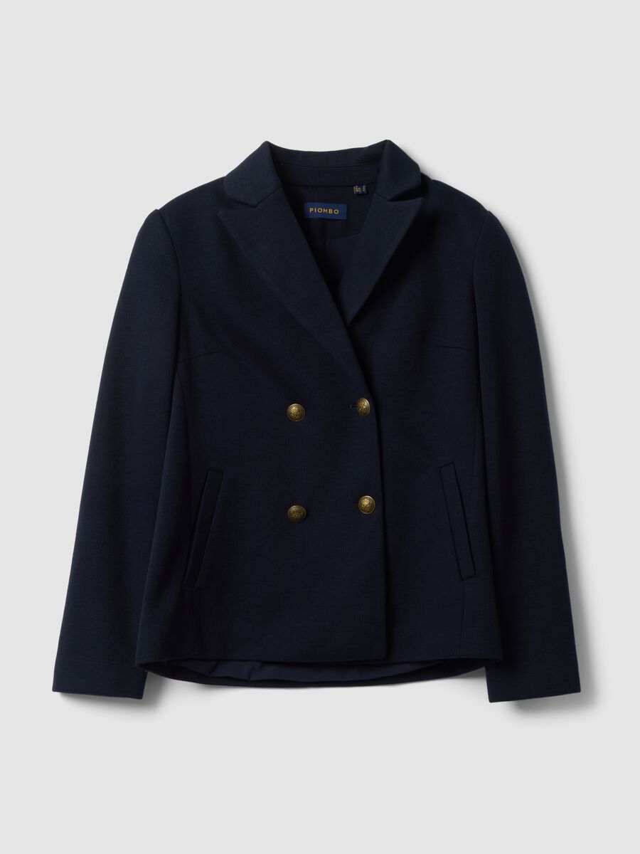 Navy regular-fit double-breasted blazer with classic lapels_4