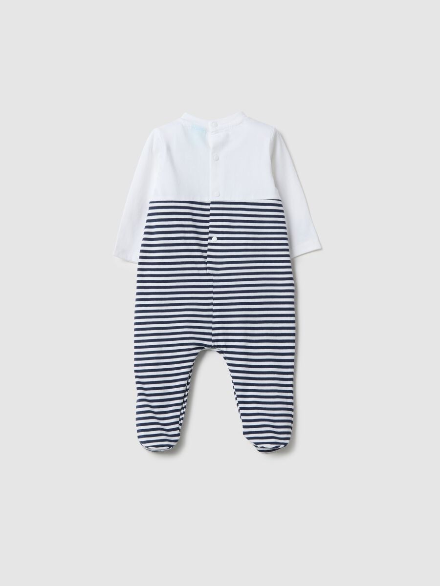 Pure cotton newborn multicolour striped jumpsuit, regular fit_1
