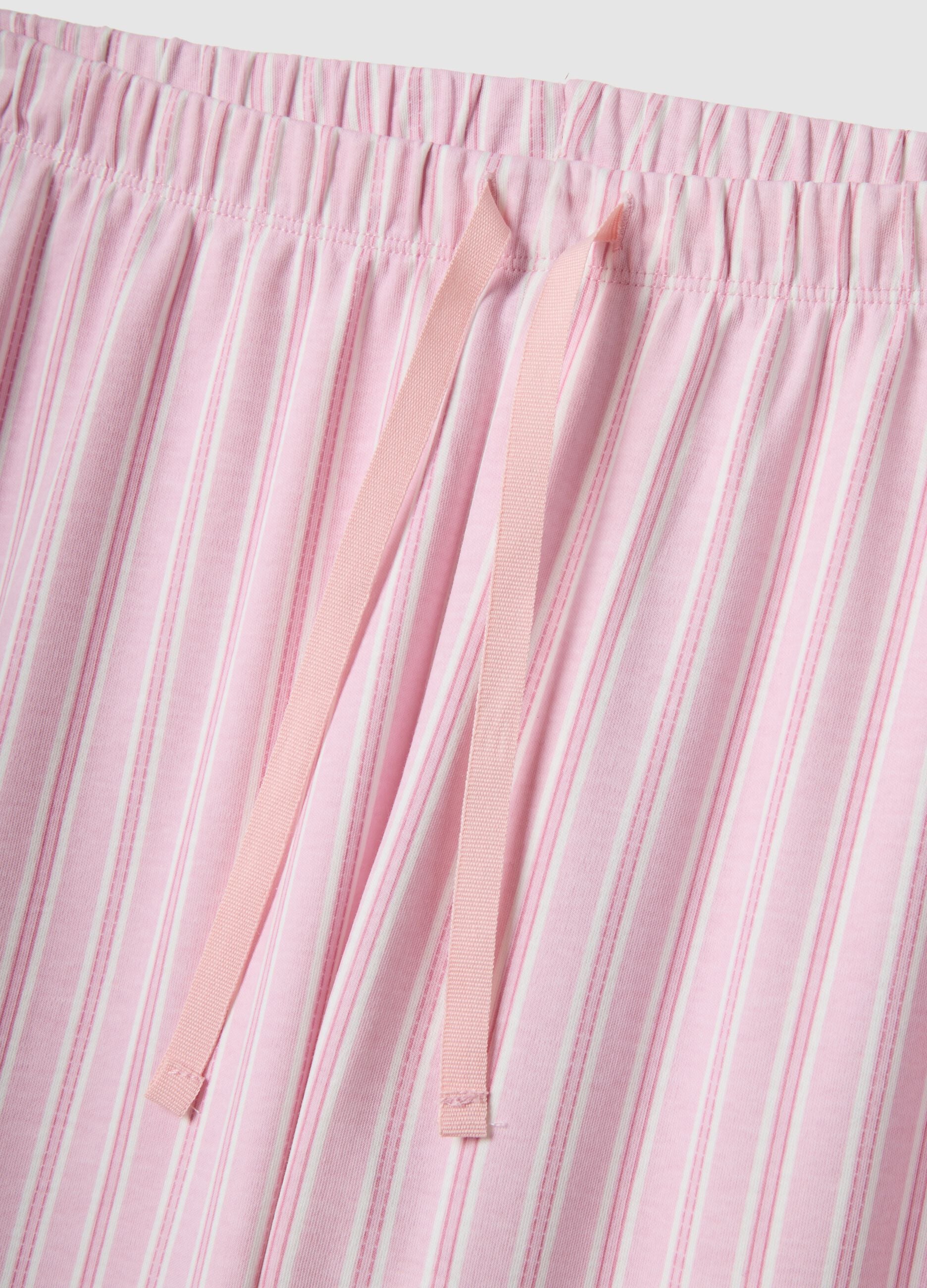 Regular fit pink striped pure cotton pyjama trousers
