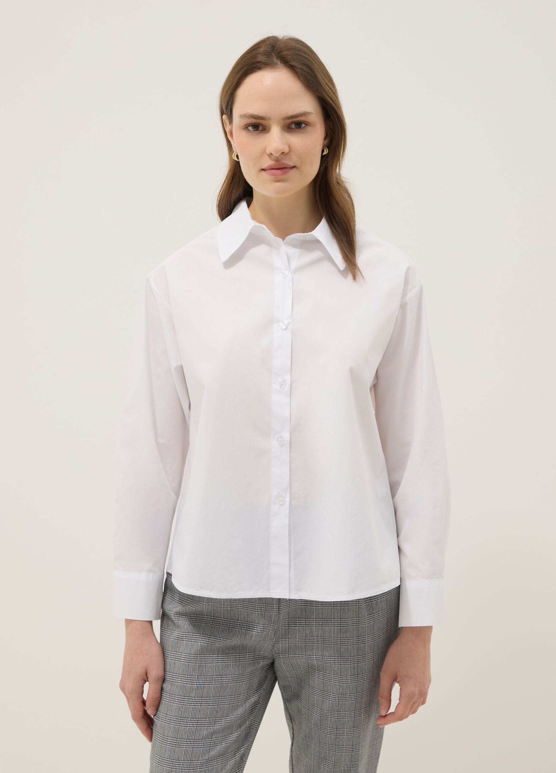 White pure cotton slim-fit shirt