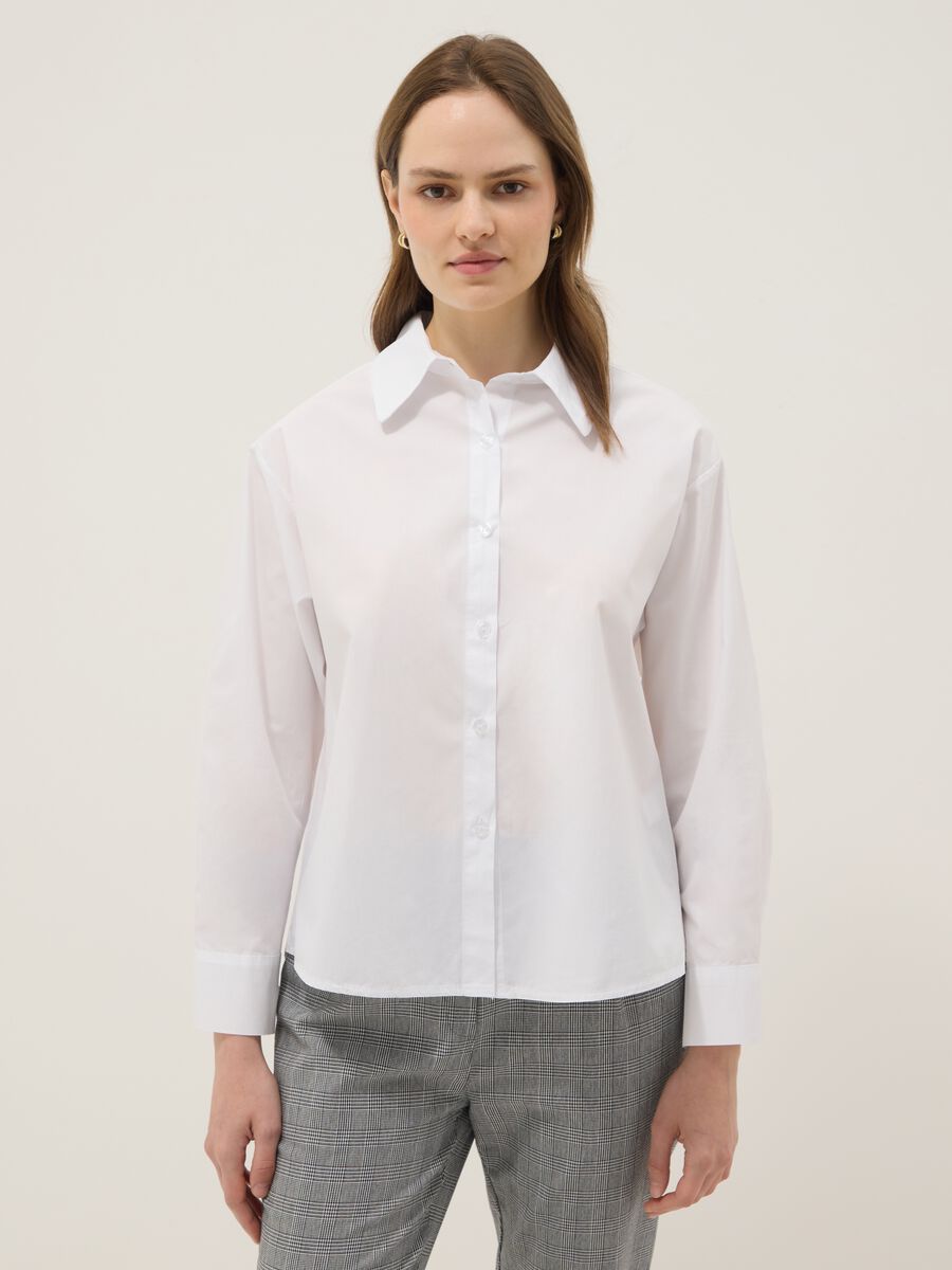 White pure cotton slim-fit shirt_0
