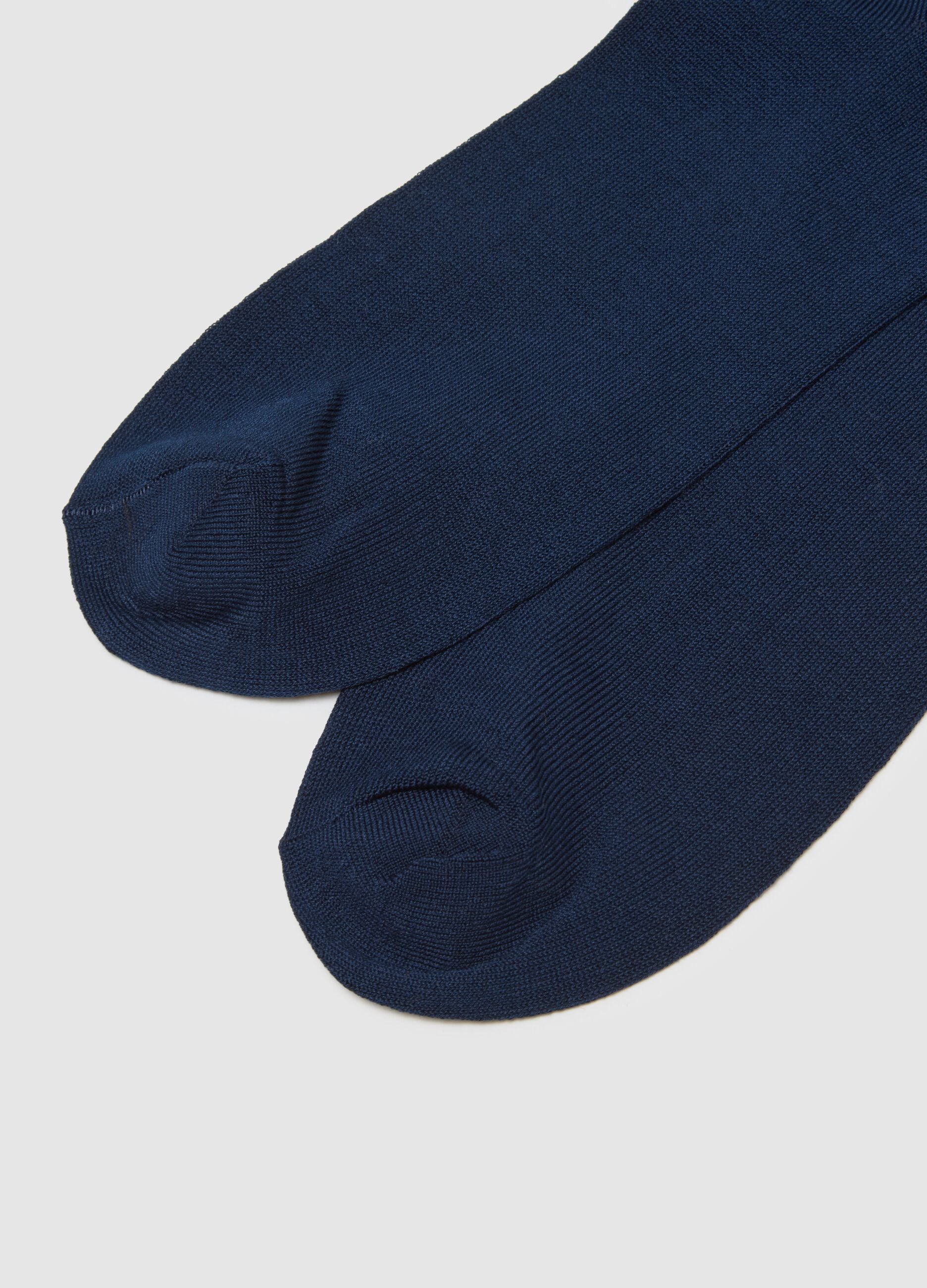 Two-pack of long blue cotton stretch socks