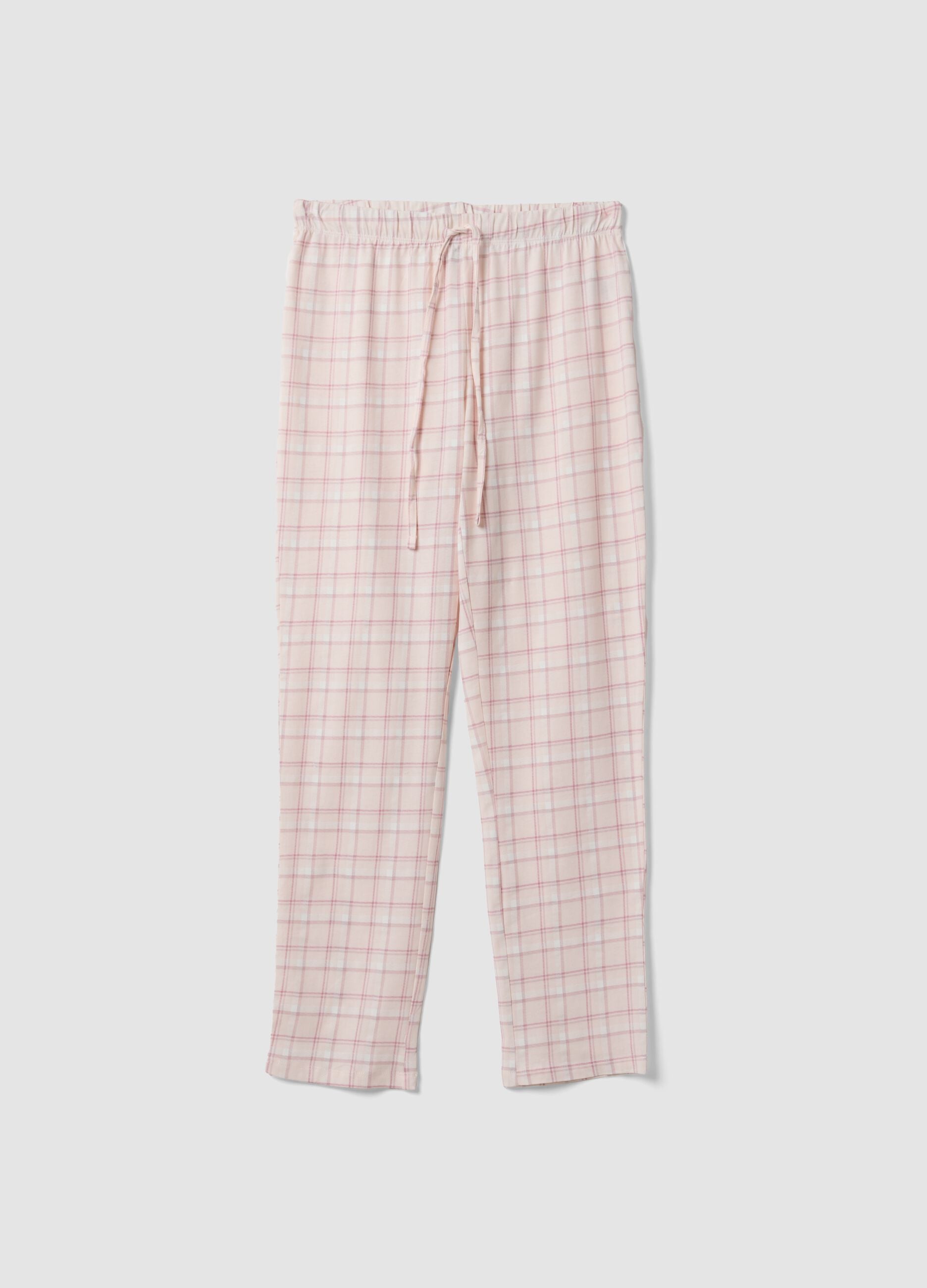 Multicolour pure organic cotton check pyjama trousers