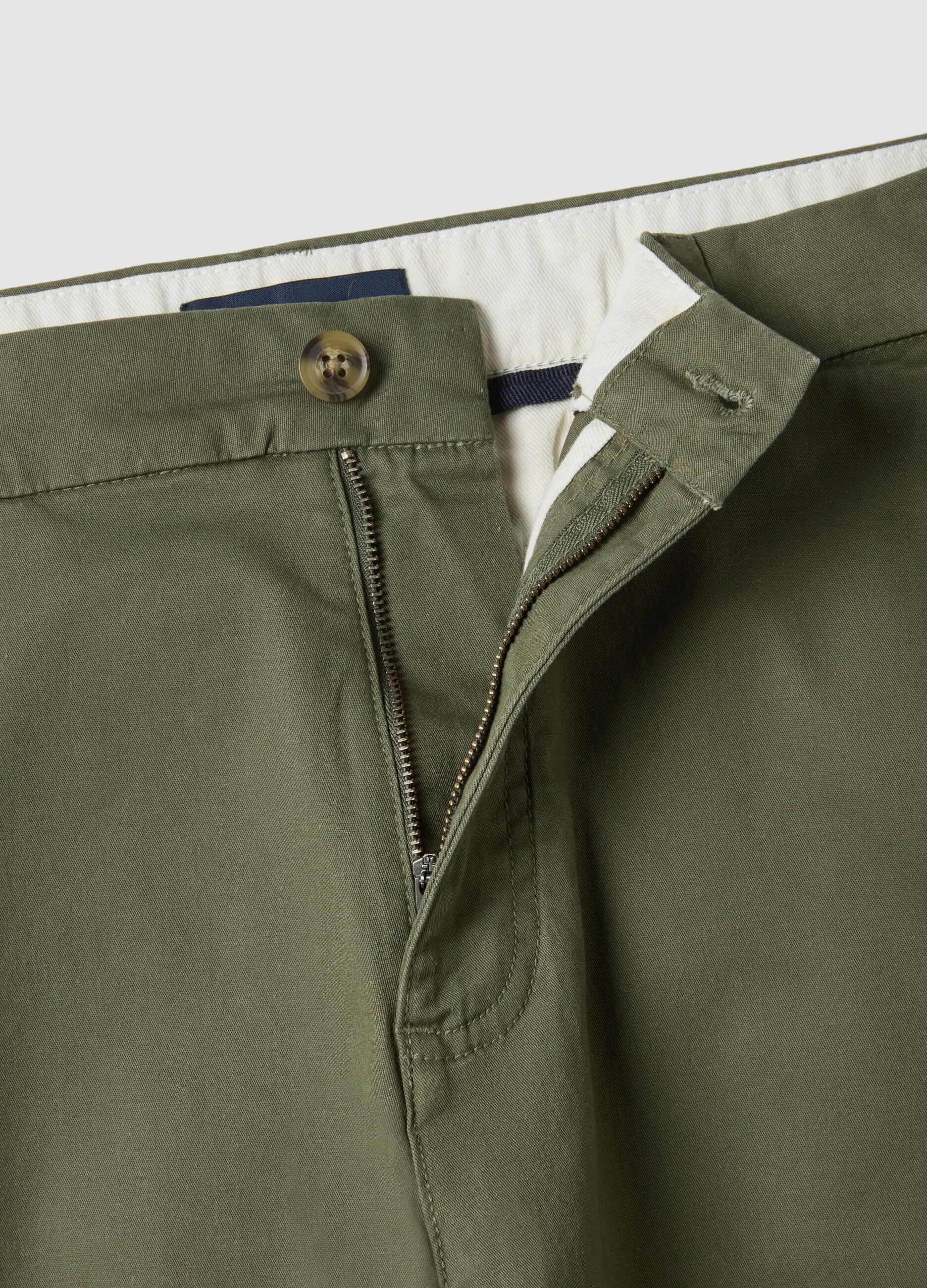Slim Fit Green Stretch Cotton Chinos