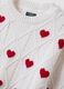 White cotton-blend jumper with openwork pattern and hearts for girls_2