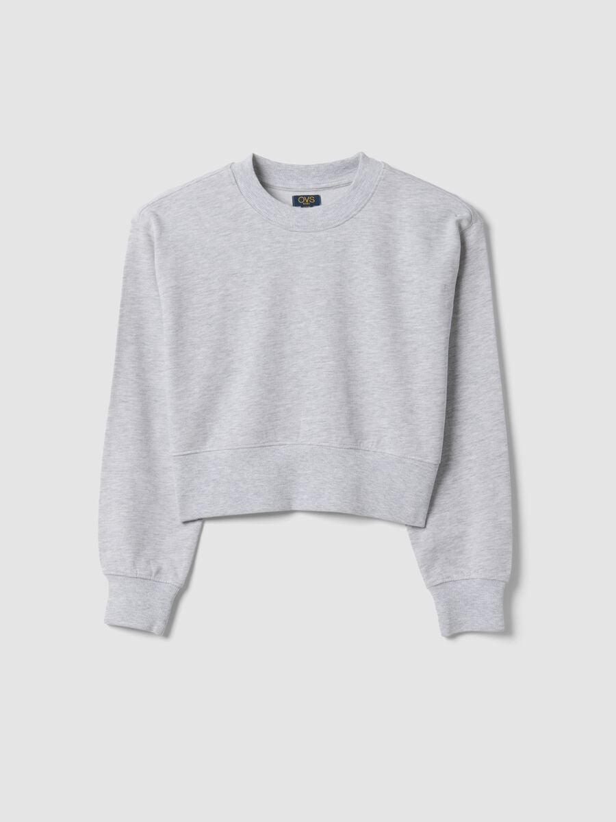 Grey sweatshirt in organic cotton and viscose blend with ribbed collar_3