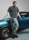 Blue baggy jeans in pure stretch cotton_0